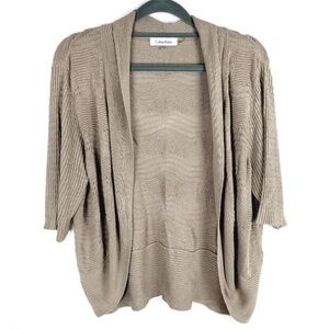 Calvin Klein Silk Blend Shrug, Size XL, Tan